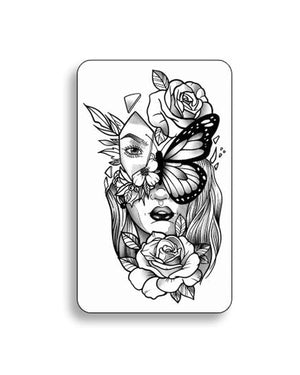 Woman's Face Flowers Butterfly