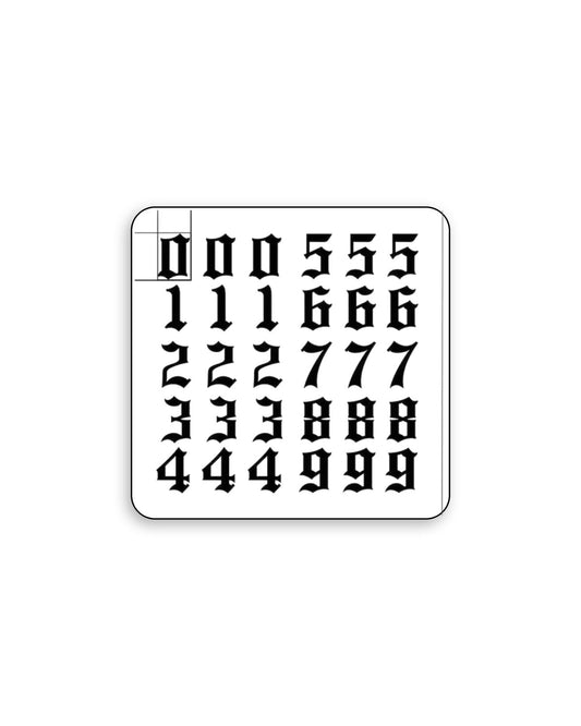 Set of numbers temporary tattoo - front